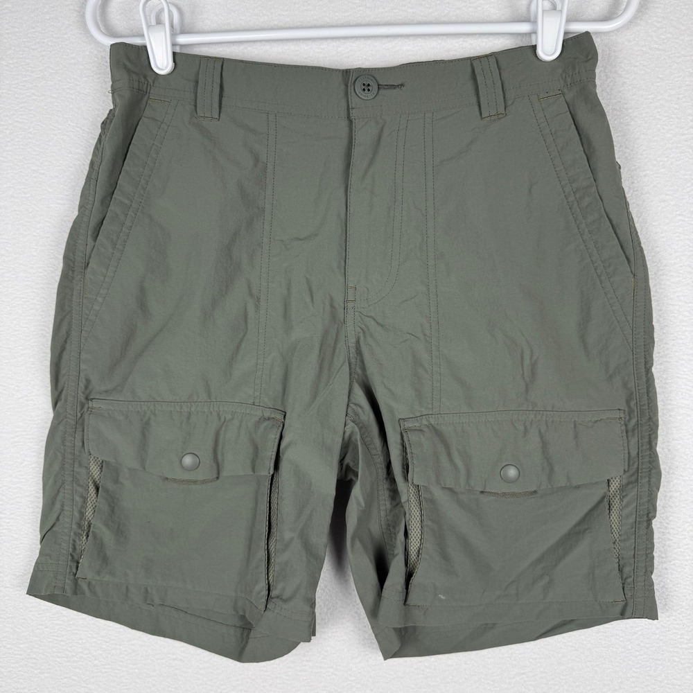 REI Co-op Cargo Shorts Mens 32 Green Nylon Hiking Outdoor Utility Pockes